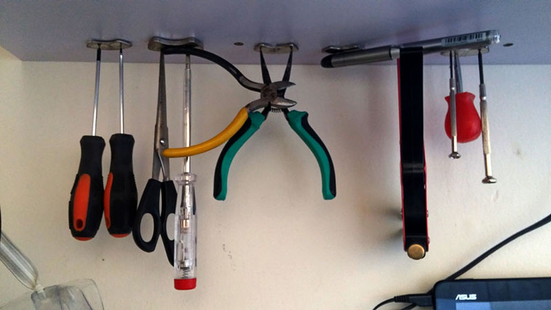 Hang up Small Tools from Hard Drive Magnets