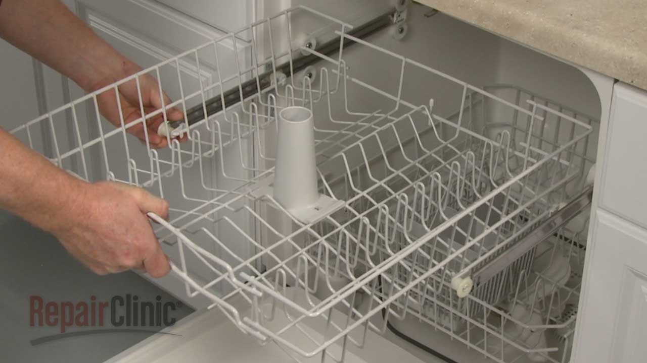 Replacing the Upper Dish rack Assembly on a GE Dishwasher | Appliance Video