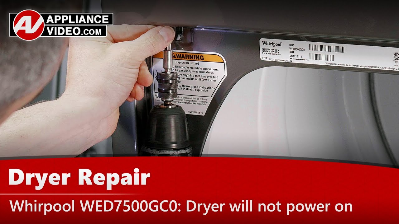 Whirlpool WED7500GC0 Dryer Dryer will not power on Door Switch