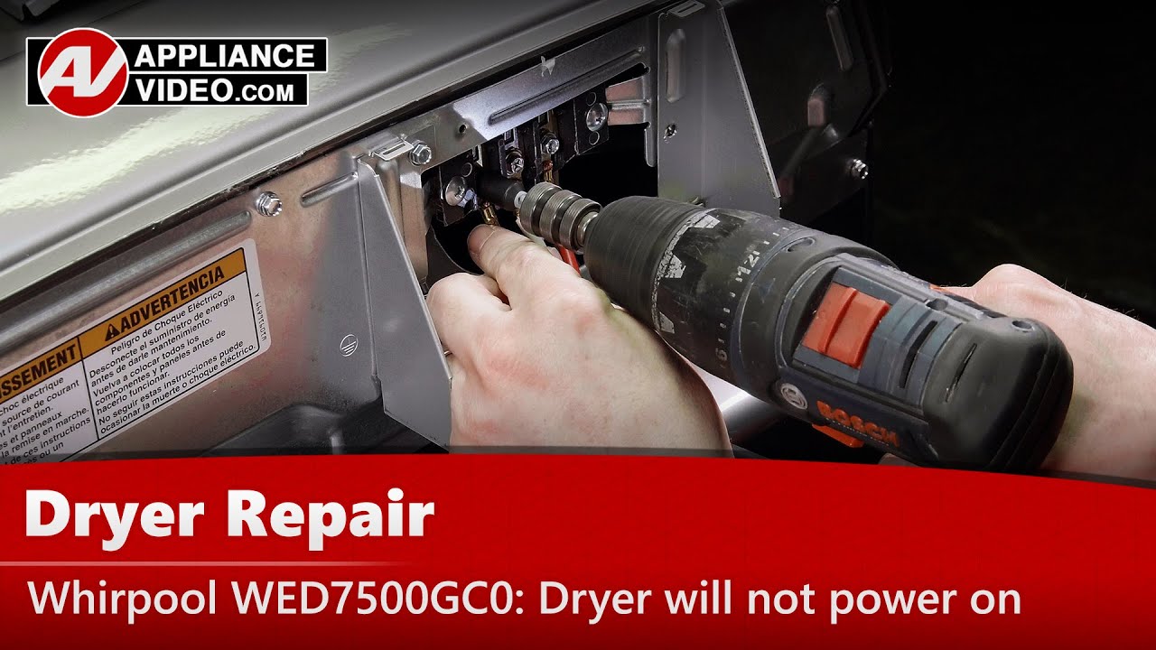 Whirlpool WED7500GC0 Dryer Dryer will not power on Power Cord