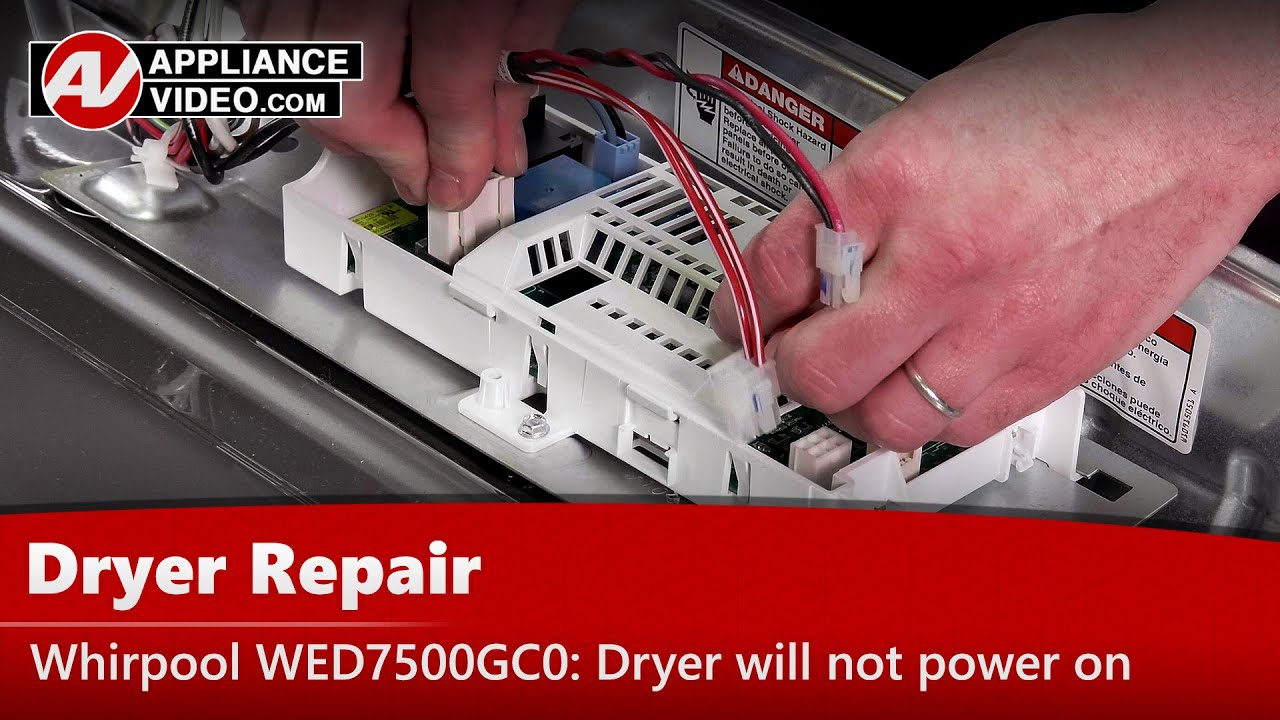 Whirlpool WED7500GC0 Dryer Dryer will not power on Electronic