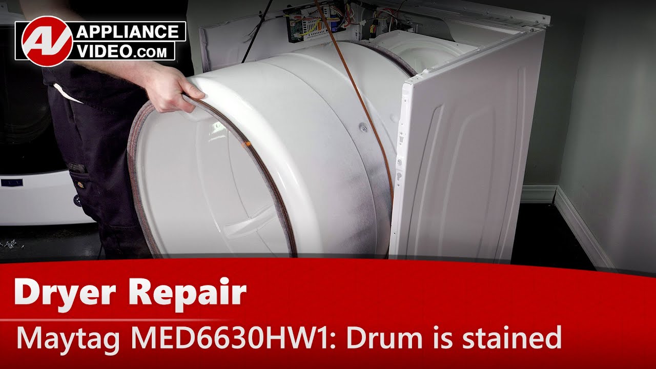 Maytag MED6630HW1 Dryer Drum is stained Drum Assembly Appliance Video